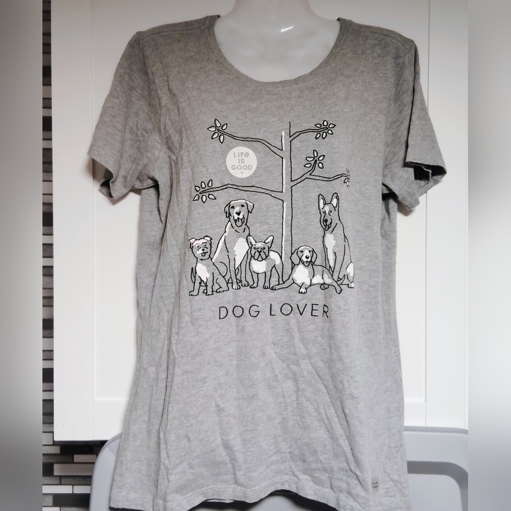 Life Is Good crusher Dog Lover Tee Sz-M
